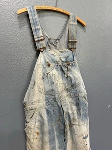 Vintage 30’s Lee Long L DISTRESSED Men’s Cotton Blue Jean Overalls Self Repaired - Picture 1 of 13