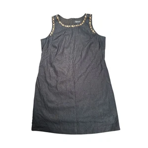 Relativity size 16W Black Sleeveless Linen Dress Embellished Studded Linen - Picture 1 of 10