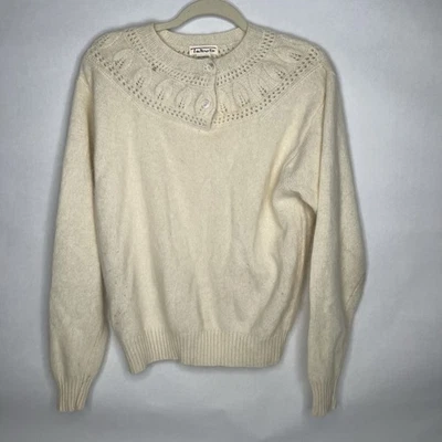 Suéter De Colección Talbots Angora Conejo Corderos Lana Nylon M Crema Marfil Suave OG Años 80 Foto 1 de 4