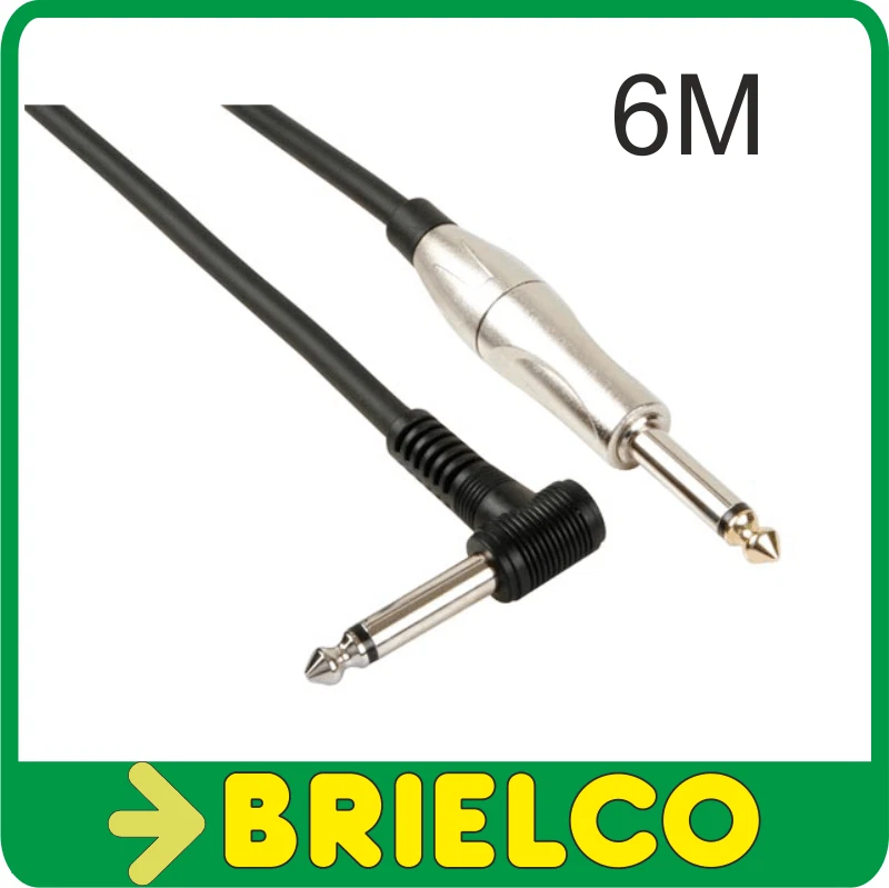 HQ POWER CABLE GUITARRA ELECTRICA PROF JACK METAL 6.35MM A JACK 6.35MM ACODADO 6M BD255
