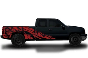 Vinyl Decal Wrap Kit NIGHTMARE fits 99-07 Chevy Silverado 1500 Extended Cab RED - Picture 1 of 2