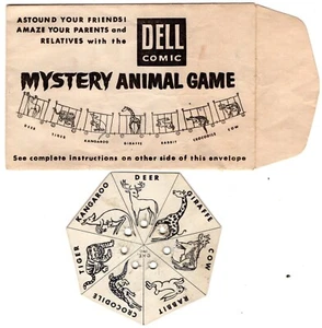 1957 DELL COMIC PREMIUM Mystery Animal Game ENVELOPE & SPINNER ONLY Scarce - Imagen 1 de 2