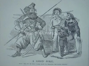 RUSSIA & TURKEY - A GOOD JOKE Original 1853 Victorian Print - Picture 1 of 2