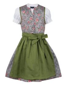 Kinderdirndl Priscilla gris verde vestido tradicional Dirndl niña blusa tira de botones - Imagen 1 de 7