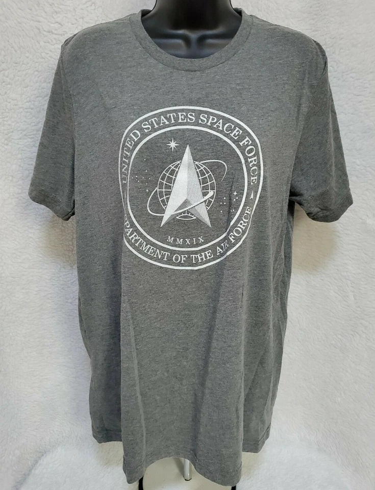 Camisa Scobar Hombre Mujer Talla L Grande Gris Blanco Fuerza Aérea Fuerza Espacial Foto 1 de 4