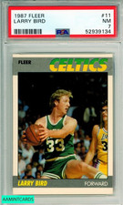 1987 FLEER LARRY BIRD #11 HOF BOSTON CELTICS PSA 7 NM