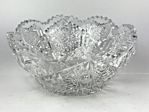 Amer Brillantschliff Sägezahnrand Hawkes J Hoare Libbey Kristall Brot Obstschale - Bild 1 von 5