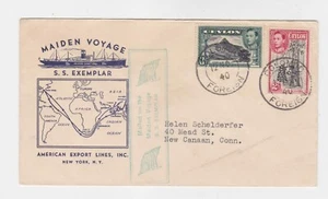 ceylon 1940 ship cover via american export lines to US, r225 - Picture 1 of 2