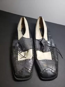 (A2.S10) REFURBISH: Mens Black/White DRESS SHOES, Sz 9 - Picture 1 of 6