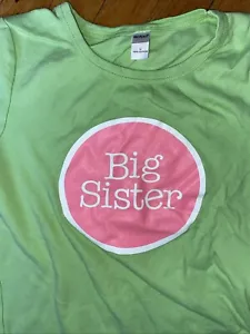 Monag Girls Big Sister Shirt Chasing Fireflies Summer Size 12 Yrs Green &Pink - Picture 1 of 6