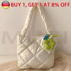 # Women Padded Shoulder Bag Large Capacity Shopper Bag with Pendant (White)