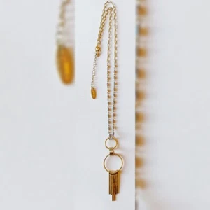 Plunder Gold Tone Aurora Borealis Multi Circle Tassel Pendant Necklace  - Picture 1 of 2