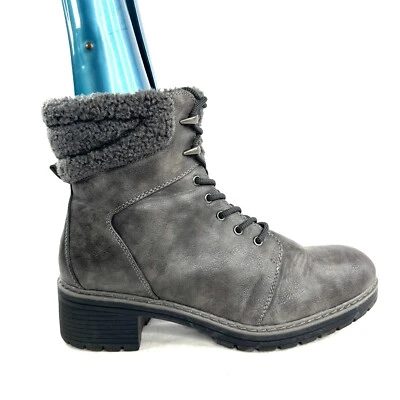 BareTraps AKIRA Mujer Talla 11 Gris Imitación Cuero Combate Botín Cremallera Cordones Foto 1 de 4