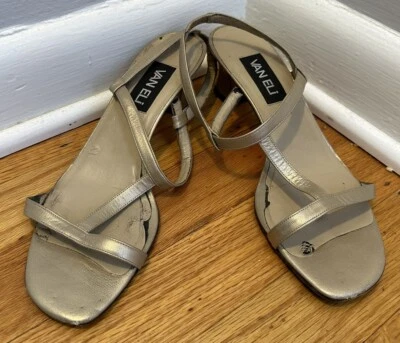 Vaneli Women's Metallic Gold Strappy Sandal Block Heel Size 8M - Image 1 of 4