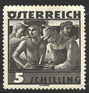 Austria, Scott #379, 5s Construction Workers, MH - Picture 1 of 1