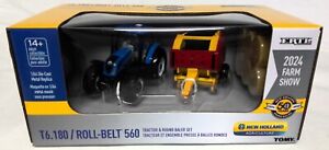 New Holland 1/64 T6.180 Tractor with red Roll-Belt 560 for Farm Show 2024