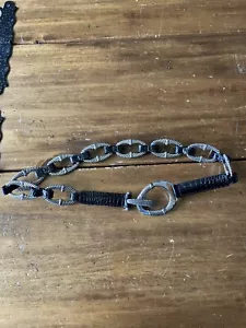 Brighton Concho Leather Belt Women's Large Black Silver Sz 36 - Picture 1 of 6