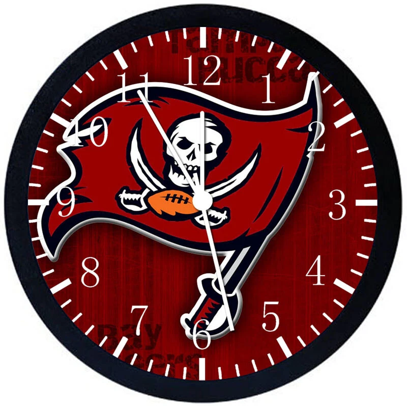 Reloj de Pared Buccaneers Grande 12" Marco Negro Cara de Vidrio Antimarca E275 Foto 1 de 1