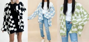 Superweicher super süßer dicker trendiger Schachbrettpullover (mehrere Farben erhältlich) - Bild 1 von 6