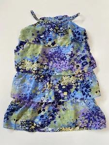 Baby Gap Ruffled Tiered Dress Floral Lined Sleeveless Blue Purple Size 5 NEW - Picture 1 of 2