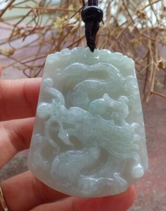 Video Certified Green Natural A Jade jadeite Pendant Dragon Bead 生意兴隆 515138 AS - Picture 1 of 8