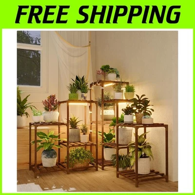 Indoor Plant Stand with Grow Lights - 11 Shelf Corner Design - Image 1 of 4