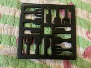 Black Metal Trivet *Silverware Design* - Picture 1 of 2