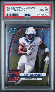 2024 Bowman University Chrome Ashton Jeanty #17 1st Prospect PSA 10 Boise State - Picture 1 of 2