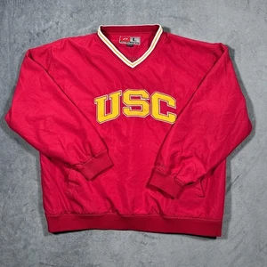 Vintage USC Trojans Jacket Mens Large Red Pro Player Pullover Windbreaker NCAA - Picture 1 of 13