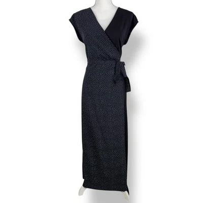 Cabi Women's Spring Disco Mixed Media Wrap Dress Medium Black Polka Dot - Image 1 of 4