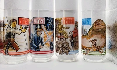 Juego completo de 4 vasos Burger King vintage de Star Wars Return of the Jedi 1983 Foto 1 de 4