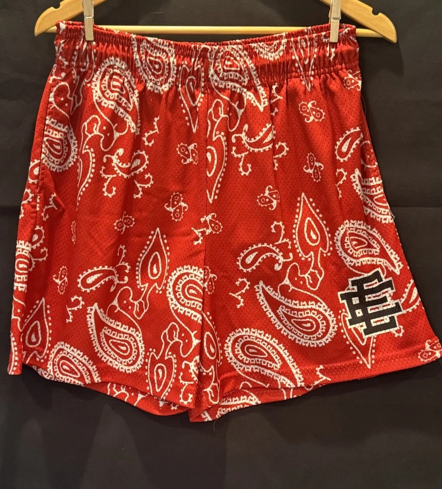Шорты Eric Emanuel EE Basic красные бандана пейсли | XL | сделано в Нью-Йорке | редкие - Изображение 1 из 4