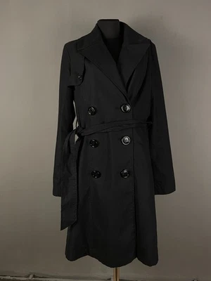 Gabardina negra de doble botonadura con cinturón de algodón mediano colección Miss Sixty Foto 1 de 4