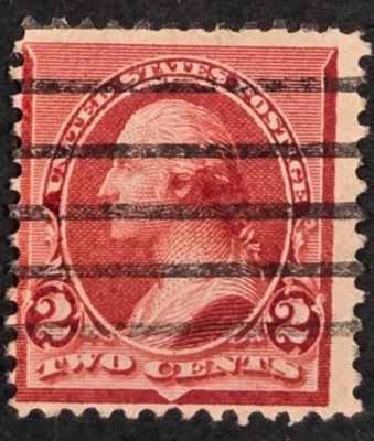 Scott 220c, used 2 cent carmine with caps on each 2 at bottom.  BV $35.00 - Image 1 of 2