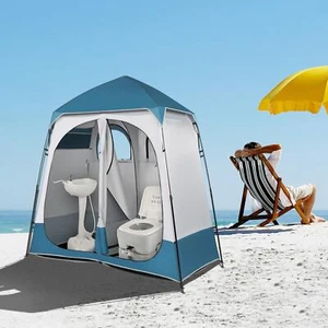 New 2 Person Portable Camp Shower Tent Bathroom Privacy Outdoor Changing Room US - Picture 1 of 8
