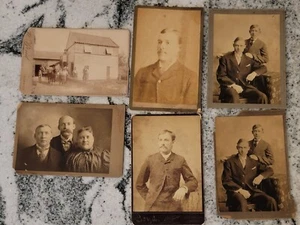 6 Antique Vintage Cabinet Card Photos Illinois IL Chicago & RARE Norwich - Picture 1 of 9