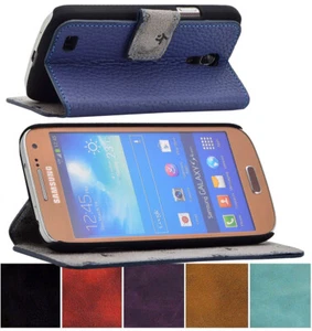 Exclusive Folding Phone Case Genuine Leather Case For Samsung Galaxy S4 Mini - Picture 1 of 17