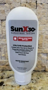 (2PK) SunX SPF 30+ Sunscreen lotion 4 oz. Flip Top Bottle - Picture 1 of 2