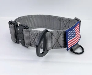 1.5 inch Tactical Heavy Duty Nylon Dog Collar with Metal Buckle USA Flag 16"-23" - Picture 1 of 7