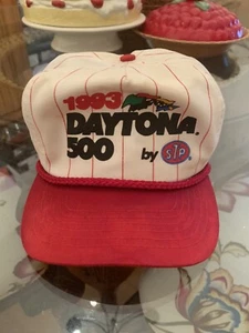 Vintage 1993 Daytona 500 By STP NASCAR Snapback Rope Pinstripe Hat San Sun Brand - Picture 1 of 13