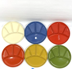 VTG 70s Imperial Japan Lacquerware Fondue Plates Set Of Six In Original Box - Picture 1 of 11