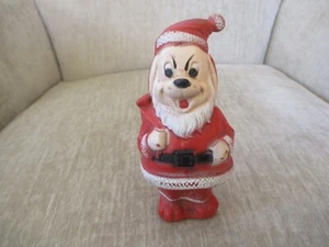 Vintage Rubber Dog Santa Toy Figure Squeaker Christmas Kitsch Decoration 6" - Picture 1 of 10