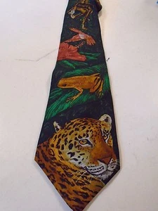World Wildlife Fund Necktie Neck Tie Silk Jaguar Frog Monkey Hummingbird No 146 - Picture 1 of 8