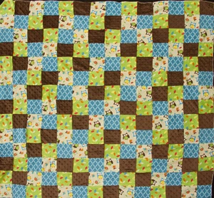 Bright Owl Patchwork Flannel Children's Quilt Top Fabric - Picture 1 of 1
