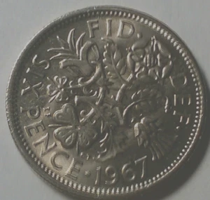 Great Britain *one* 6 pence sixpence 1967 unc  Wedding gift - Picture 1 of 2