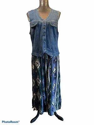 Vintage Nina Piccalino Womens Size 16 Blue Multicolor Maxi Dress - Image 1 of 4