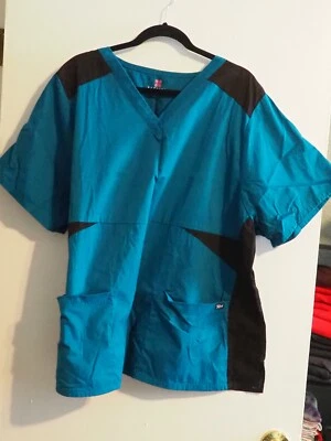 2X Tafford Teal and Black Women's Scrubs - Image 1 of 4