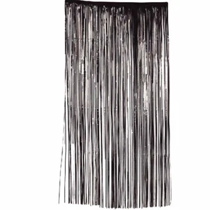 Fransenvorhang glänzend Schwarzer Fadenvorhang 100 x 200 cm Halloween Dekoration - Bild 1 von 1