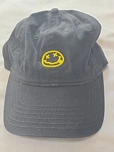 Nirvana Yellow And Black Smiley Face Kurt Cobain Strap Back Hat NWOT OSFM - Picture 1 of 6