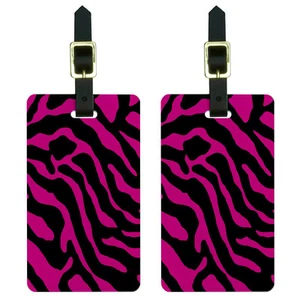 Zebra Print Hot Pink Luggage Suitcase Carry-On ID Tags Set of 2 - Picture 1 of 1
